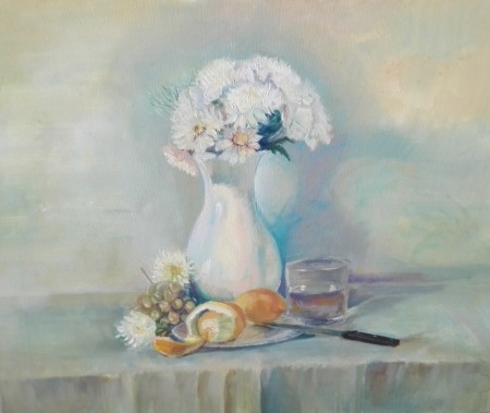 Still life of vase with flowers